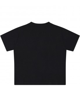 Black T-shirt for baby boy with yellow logo