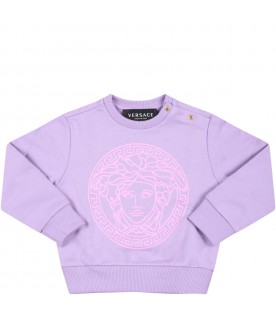 Purple sweatshirt for girl with fuchsia Medusa
