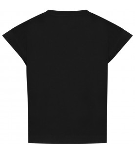 Black T-shirt for girl with white logo