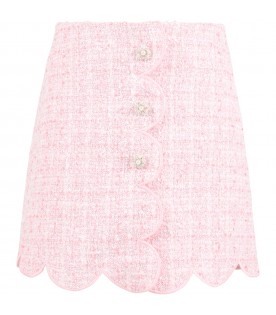 Pink skirt for girl with buttons with rhinestones