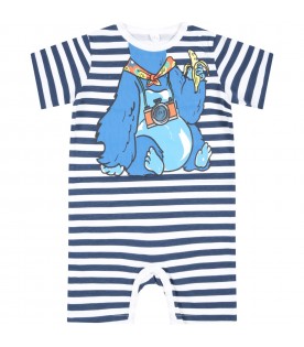 Multicolor romper for baby boy with chimpanzee