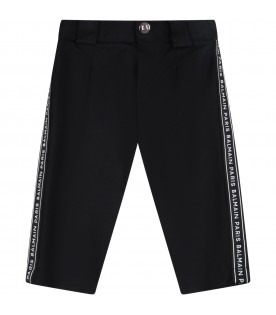 Black trousers for baby boy with logo