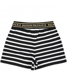 Multicolor shorts for baby girl with golden logo
