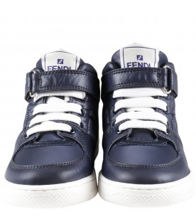Blue sneakers for boy with embossed logo