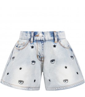 Light-blue shorts for girl with eyes