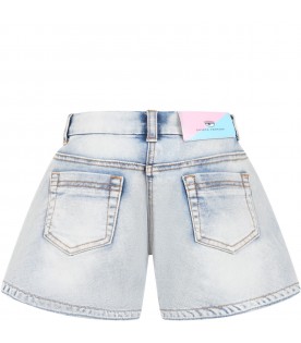 Light-blue shorts for girl with eyes