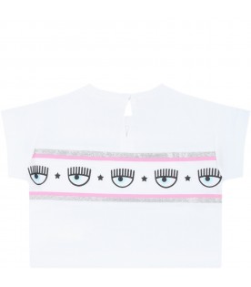 White T-shirt for baby girl with eye