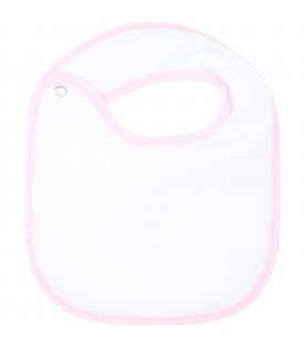 White bib for baby girl with wink