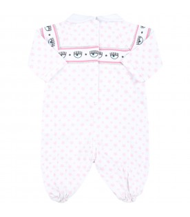 White jumpsuit for baby girl with stars