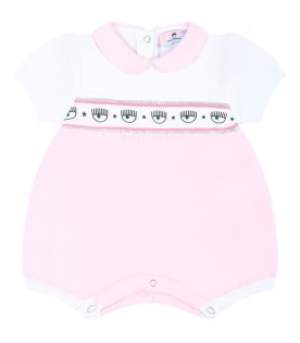 Multicolor romper for baby girl with wink