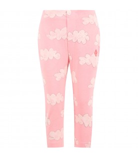 Pink sweatpants for girl with clouds