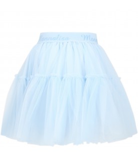 Light-blue skirt for girl with logo