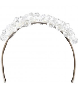 White headband for girl with diamonds