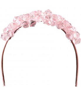 Pink headband for girl with diamonds