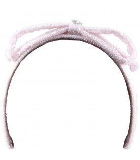 Pink headband for girl with sequins