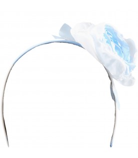 Light-blue headband for girl with flower