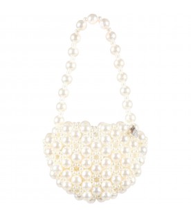 Ivory bag for girl with pearls