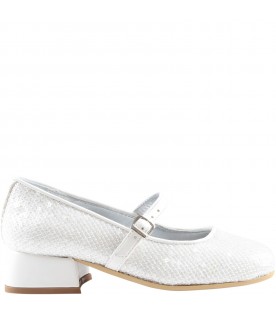 White flats for girl with sequins