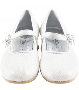 White flats for girl with sequins