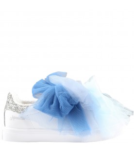 White sneakers for girl with bows