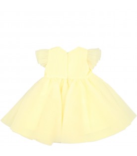 Yellow dress for baby girl with logo patch