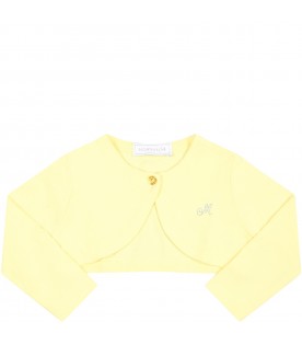 Yellow cardigan for baby girl with logo