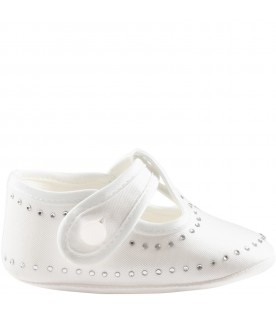 White shoes for baby girl with rhinestones