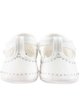 White shoes for baby girl with rhinestones