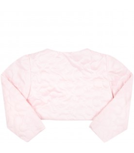 Pink jacket for baby girl with logo patch