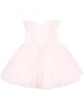 Pink dress for baby girl with flowers