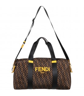 Brown bag for kids with black FF and yellow logo