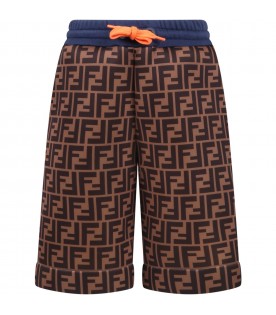 Brown shorts for boy with FF and logo