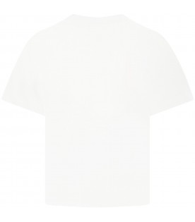 T-shirt bianca per bambini con logo giallo