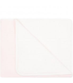 Pink blanket for baby girl with white logo