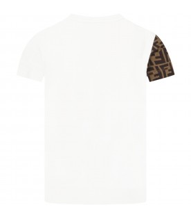 White T-shirt for boy with logo