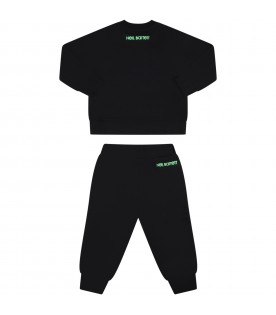 Black tracksuit for baby boy with iconic lightning bolts