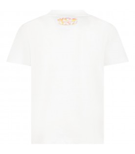 T-shirt bianca per bambino con smile nero