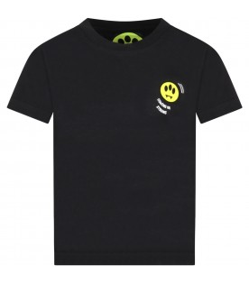 T-shirt nera per bambini con logo multicolor
