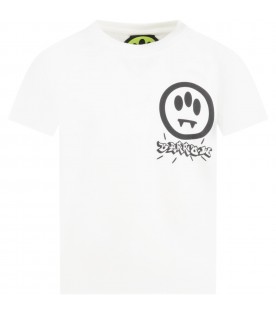T-shirt bianca per bambino con smile e palme