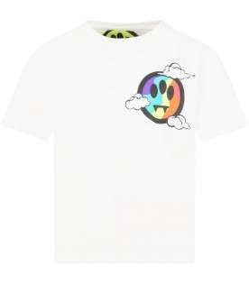 T-shirt bianca per bambini con logo e smile