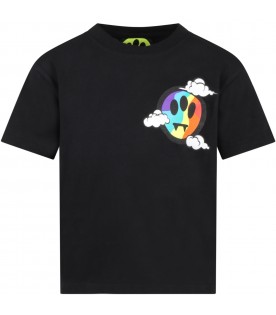 T-shirt nera per bambini con logo e smile