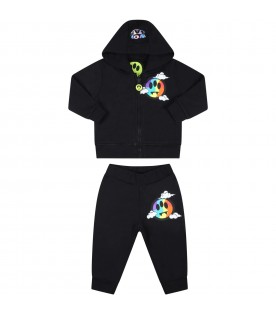Black tracksuit for baby boy with logo