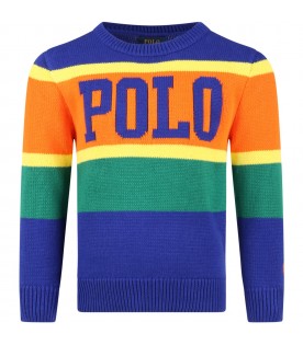 Multicolor sweater for boy with logo
