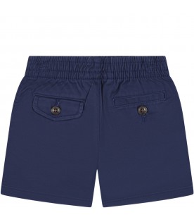 Blue shorts for baby boy with red pony