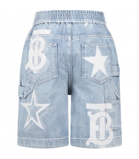 Light-blue shorts for boy with TB monogram