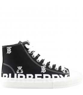 Black sneakers for boy with TB monogram