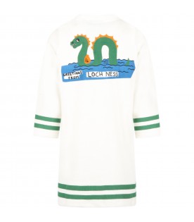 White cardigan for kids with Loch Ness monster