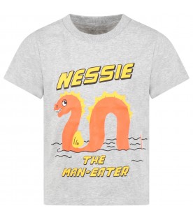 Gray T-shirt for kids with Nessie