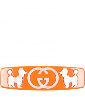 Orange hair-clip for girl with logo