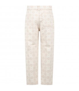 Ivory jeans for boy with beige GG